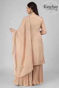 Chinon Suit with Sharara and Dupatta