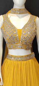 Georgette Lehenga with Sippi Work and Choli with Mirror and Cutdana Work
