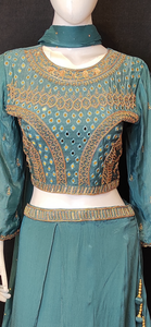 Chinon Blouse and Skirt with Hand Work and Dupatta
