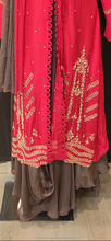 Load image into Gallery viewer, Raw Silk Indo-Western One piece Suit and Jacket with Hand Work
