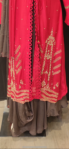 Raw Silk Indo-Western One piece Suit and Jacket with Hand Work