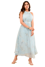 Load image into Gallery viewer, Light Blue cotton Printed Dress
