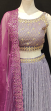Load image into Gallery viewer, Lavender Georgette Lehenga Choli with Zari and Thread work with Organza Dupatta
