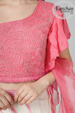 Load image into Gallery viewer, Chinon Silk Tie And Dye Skirt With Organza Ruffle Dupatta
