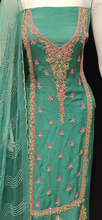 Load image into Gallery viewer, Crepe Unstitched Suit with Hand Work and Chiffon Dupatta
