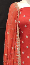 Load image into Gallery viewer, Georgette Unstitched Suit with Hand Work and Dupatta
