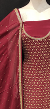 Load image into Gallery viewer, Crepe Unstitched Suit with Hand Work and Dupatta
