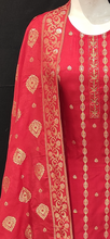 Load image into Gallery viewer, Red Silk Unstitched Suit with Hand Work Dupatta

