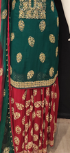 Load image into Gallery viewer, Georgette Unstitched Suit with Hand Work,Cutdana and Mirror Work with Stitched Sharara
