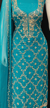 Load image into Gallery viewer, Georgette Unstitched Suit with Hand Work and Stitched Garara
