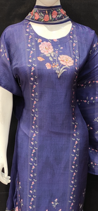 Purple Silk Semi Stitched Suit with Dupatta