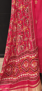 Rani Silk Printed Semi Stitched Suit with Dupatta