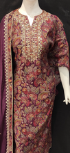 Load image into Gallery viewer, Wine Printed Silk Semi Stitched Suit with Dupatta
