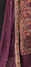 Load image into Gallery viewer, Wine Printed Silk Semi Stitched Suit with Dupatta
