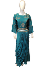 Load image into Gallery viewer, Chinon Blouse and Cowl Skirt with Cutdana Work
