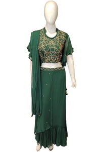Georgette Indo-Western Suit with Cutdana Work