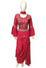 Load image into Gallery viewer, Raw Silk Top with Skirt and Dabka Work
