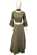 Load image into Gallery viewer, Raw Silk Top with Skirt and Cutdana Work
