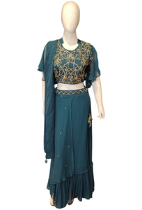 Georgette Indo-Western Suit with Cutdana Work