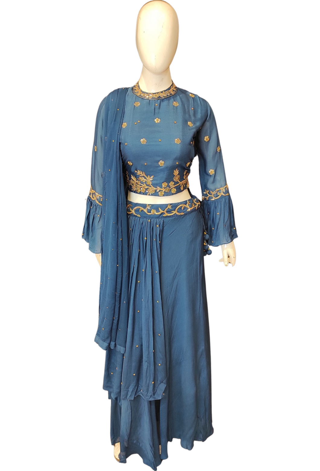 Chinon Blouse and Skirt with Dabka and Sippi Work