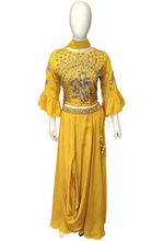 Load image into Gallery viewer, Raw Silk Top with Sippi and Cutdana Work and Drape Skirt
