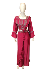 Load image into Gallery viewer, Chinon Blouse with Hand Work and Frill and Plazzo
