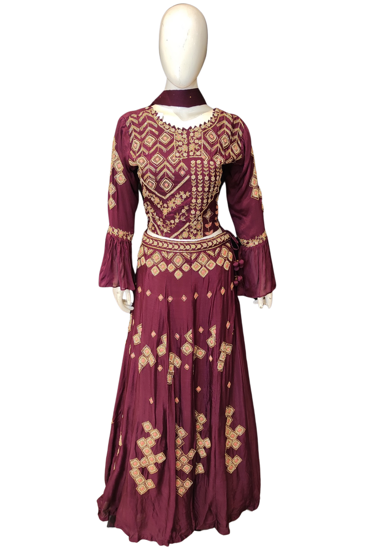 Chinon Blouse with Hand Work and Dupatta
