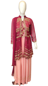 Georgette Indo-Western One piece Suit and Jacket with Hand Work