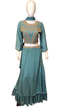 Load image into Gallery viewer, Chinon Blouse and Skirt with Hand Work and Dupatta
