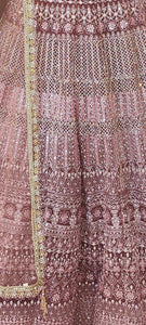 Onion Pink Net Lehenga Choli with Hand Embroidery