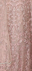 Pink Net Lehenga Choli with Hand Embroidery