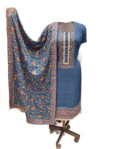Silk Unstitched Suit with Chinon Dupatta