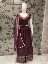 Load image into Gallery viewer, Maroon Georgette Crop Top with Stone and Dabka Work | Latest | - Kanchan Fashion Pvt Ltd
