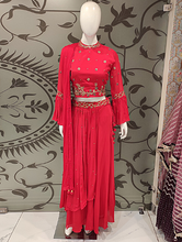 Load image into Gallery viewer, Red Chinon Crop Top with Hand Embroidery | Latest | - Kanchan Fashion Pvt Ltd
