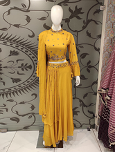 Load image into Gallery viewer, Yellow Chinon Crop Top with Hand Embroidery | Latest | - Kanchan Fashion Pvt Ltd
