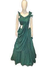 Load image into Gallery viewer, Green Net Sequins Lehenga Choli
