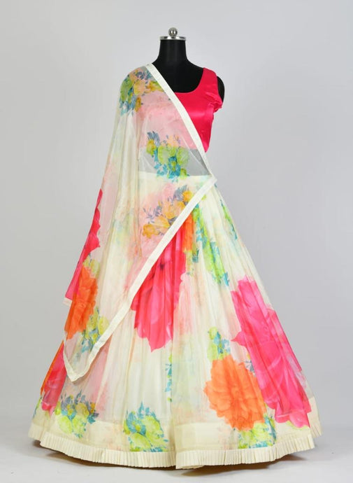 Printed Organza Skirt With Stitched Blouse | Latest Lehengas| - Kanchan Fashion Pvt Ltd