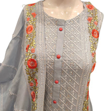 Load image into Gallery viewer, Muslin Semi Stitched Suit with Thread Embroidery
