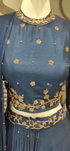 Load image into Gallery viewer, Blue Chinon Crop Top with Hand Embroidery | Latest | - Kanchan Fashion Pvt Ltd
