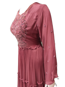 Pink Chinon Indo Western Suit with Hand Work