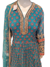 Load image into Gallery viewer, Blue Georgette Printed Anarkali with Dupatta
