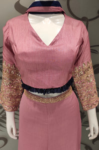 Pink Silk Crop Top with Georgette Sharara | Latest Sharara| - Kanchan Fashion Pvt Ltd