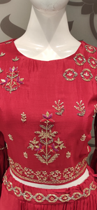 Red Chinon Crop Top with Cutdana Work and Sequence Work | Latest | - Kanchan Fashion Pvt Ltd