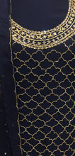 Load image into Gallery viewer, Dark Blue Georgette Unstitched Suit with Hand Embroidery
