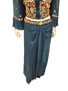 Georgette Crop Top with Drape Skirt and Dupatta