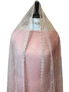 Pink Georgette Unstitched Suit with Jarkan Handwork