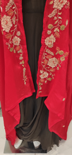 Load image into Gallery viewer, Brown Georgette Crop Top With Red Chinon Jacket | Latest | - Kanchan Fashion Pvt Ltd
