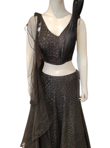 Black Indo western Dress Dupatta With Sequins Work