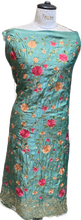 Load image into Gallery viewer, Sea Green Pure Silk Floral Unstitched Suit with Thread Embroidery
