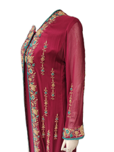 Load image into Gallery viewer, Maroon Georgette Long Shirt with Jacket
